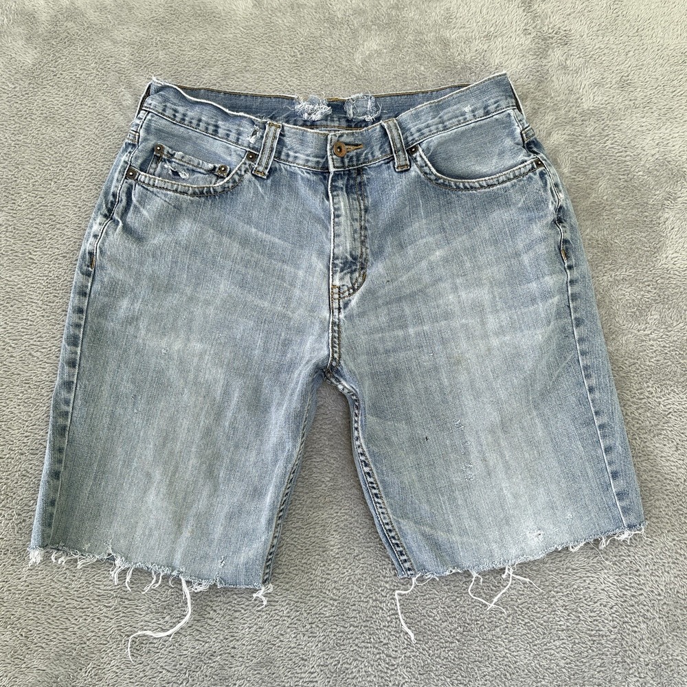 Route 66 Mens Shorts Mens 32 (34 Tag) Blue Cutoffs 9.5" Inseam Grunge‎ Denim